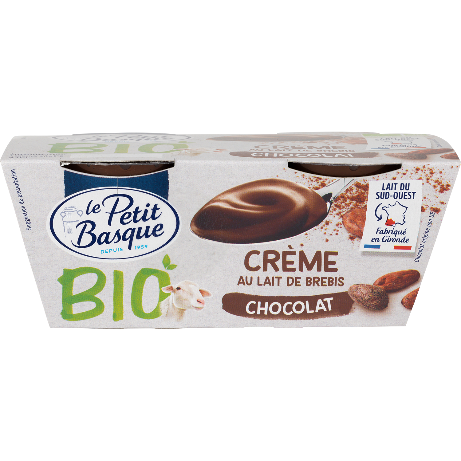 creme bio lait de brebis chocolat Crème au lait de brebis saveur chocolat