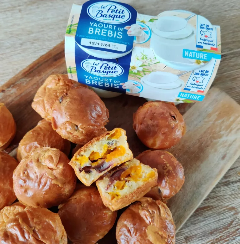 mini-muffins au yaourt de brebis Le Petit Basque, potimarron, figue et noisette