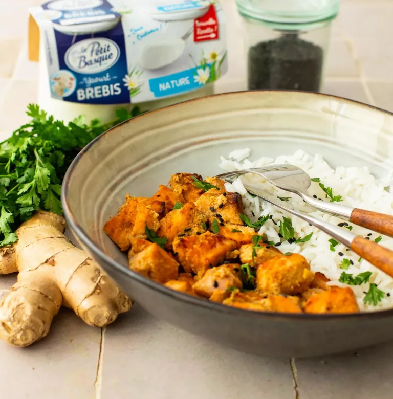 saumon tandoori mariné au yaourt nature au lait de brebis